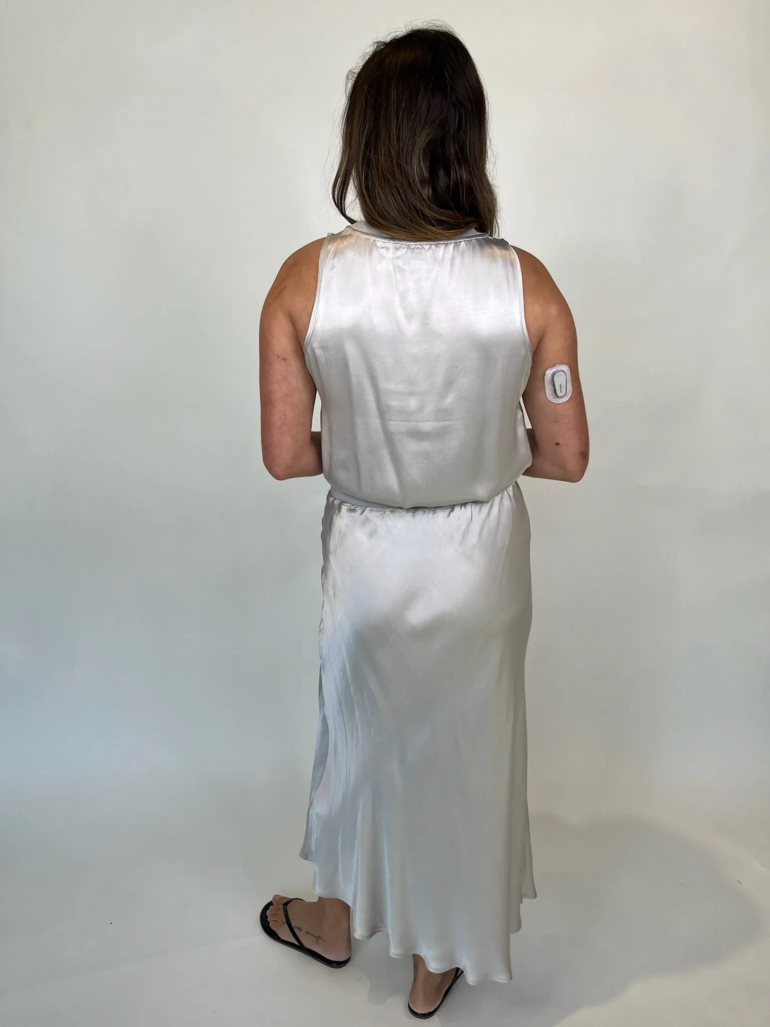 Rose and Crown Satin Skirt Silver Birch