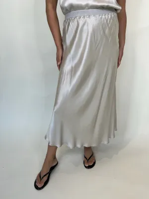 Rose and Crown Satin Skirt Silver Birch