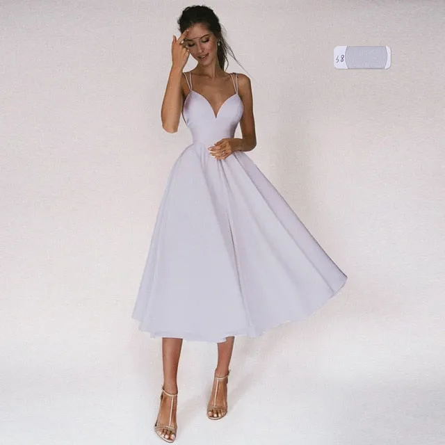 Roycebridal Beach Short Wedding Dress Soft Satin Spaghetti Strap A Line Bridal Wedding gown trouwjurk Vestidos de Nova wedding party dress