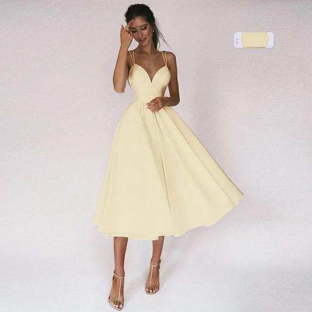 Roycebridal Beach Short Wedding Dress Soft Satin Spaghetti Strap A Line Bridal Wedding gown trouwjurk Vestidos de Nova wedding party dress