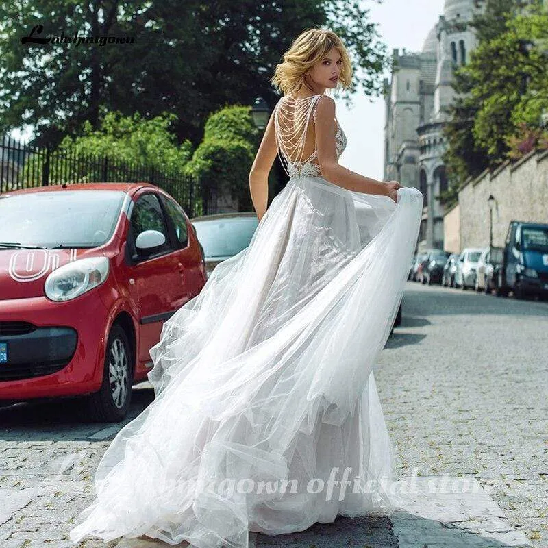 Roycebridal Bohemia Beading Wedding Dresses Lace Beach