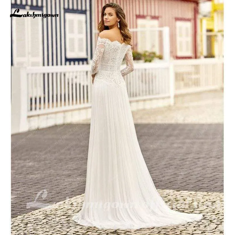 Roycebridal Charming Beach Lace Wedding Dresses A-line