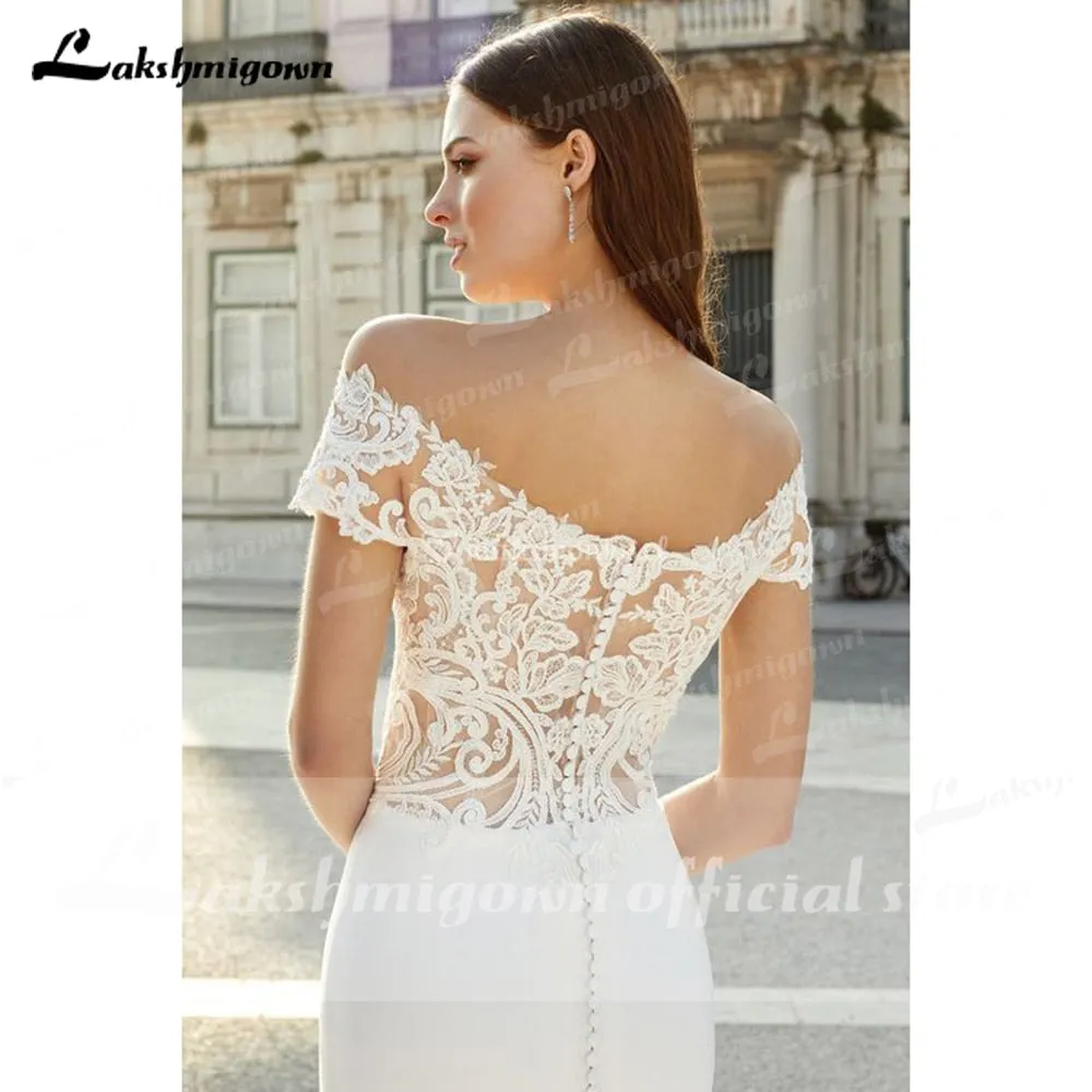 Roycebridal Elegant Satin Mermaid Wedding Dress Simple Chic Bridal Gown White Plus Size Beach Bohemian Bride Dresses Robe De Mariee