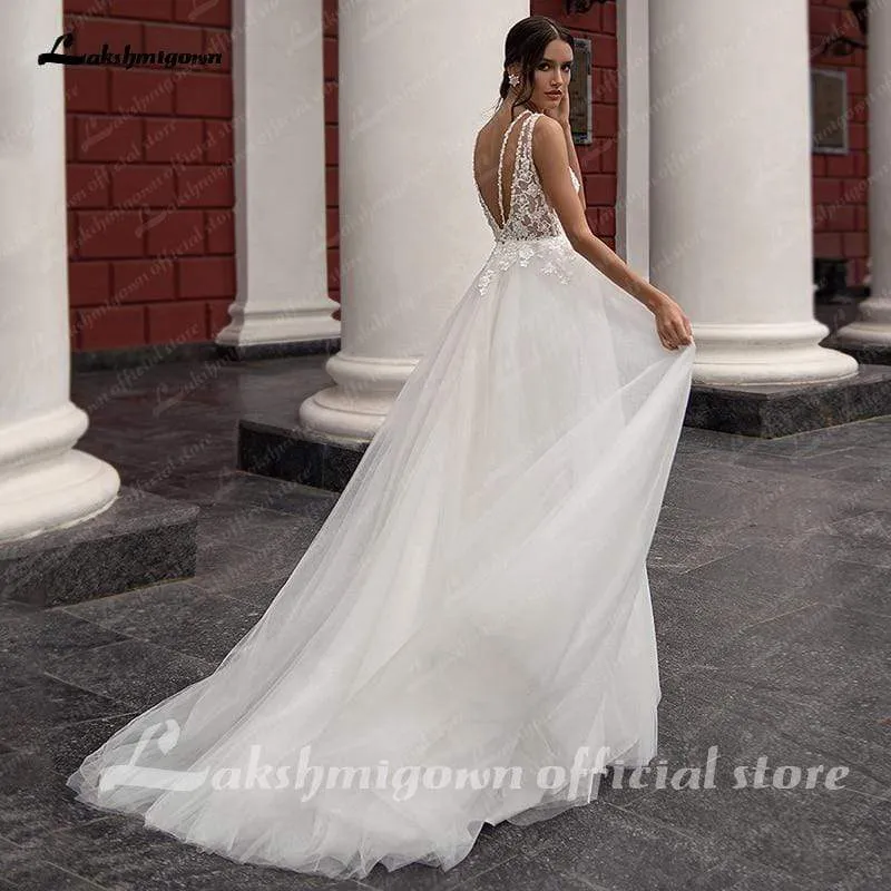Roycebridal Lace Appliqued Wedding Dresses Beach