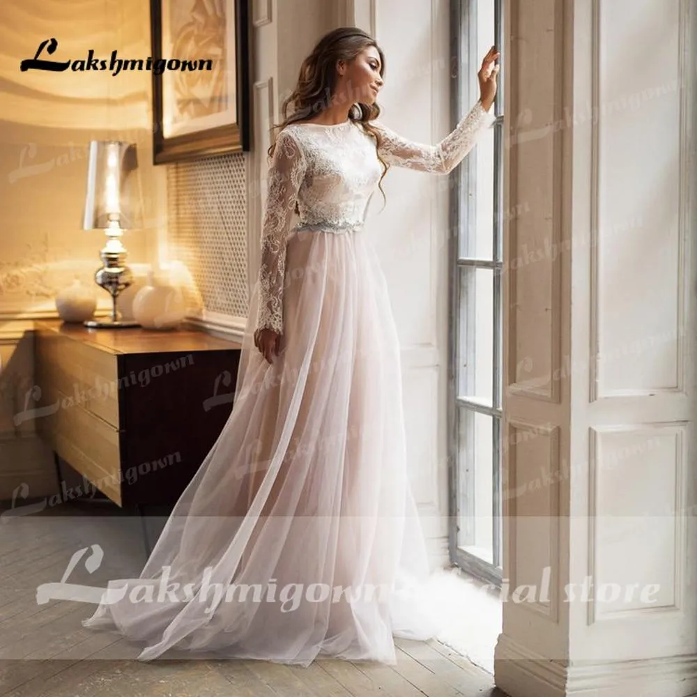 Roycebridal long Sleeve Lace Wedding Dresses With Back Buttons