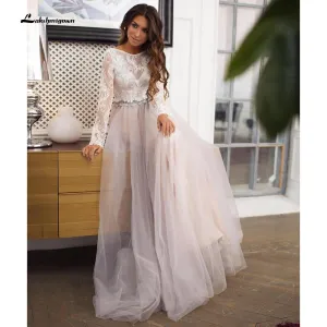 Roycebridal long Sleeve Lace Wedding Dresses With Back Buttons