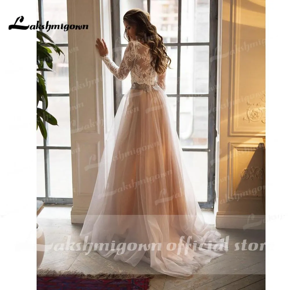 Roycebridal long Sleeve Lace Wedding Dresses With Back Buttons