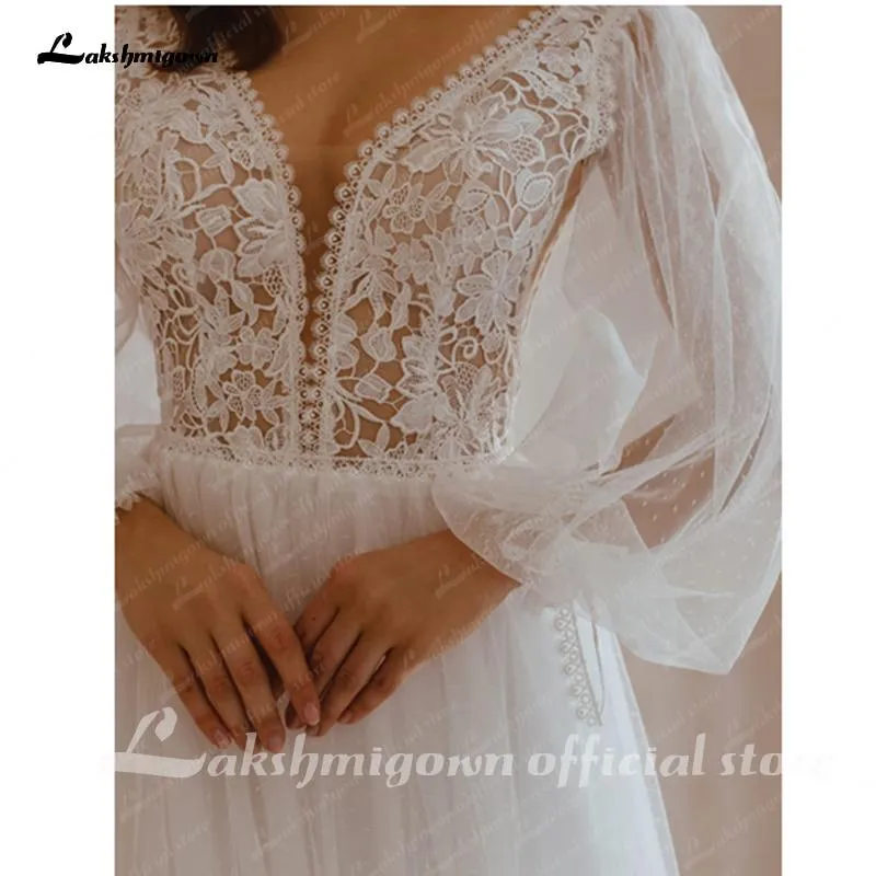 Roycebridal Long Sleeve Wedding Dresses A Line Simple Beach Chiffon