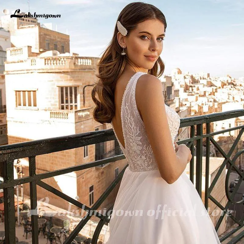 Roycebridal Long Sleeves Wedding Dresses Ivory A-Line Beach