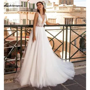 Roycebridal Long Sleeves Wedding Dresses Ivory A-Line Beach