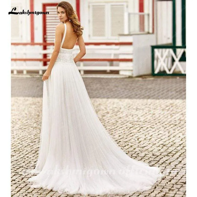 Roycebridal Sexy Beach Wedding Dresses Backless A Line