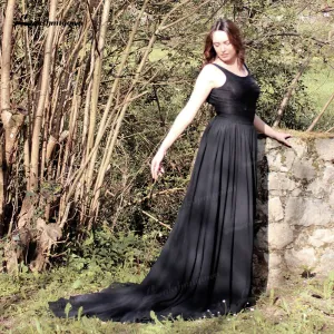 Roycebridal Simple Black Boho Wedding Dress