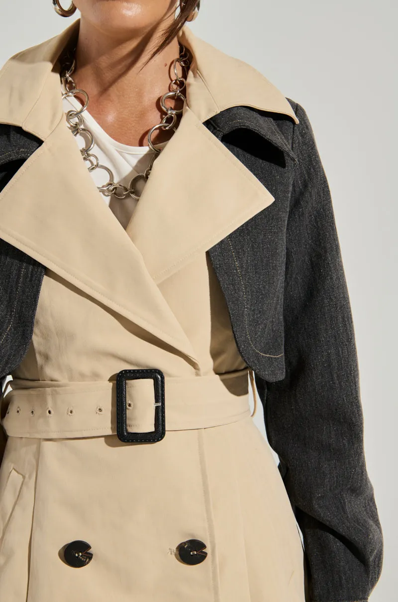 RUSH STREET DENIM OVERLAY TRENCH