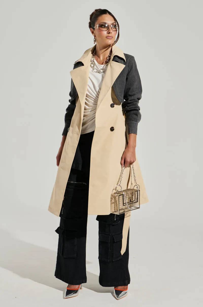 RUSH STREET DENIM OVERLAY TRENCH