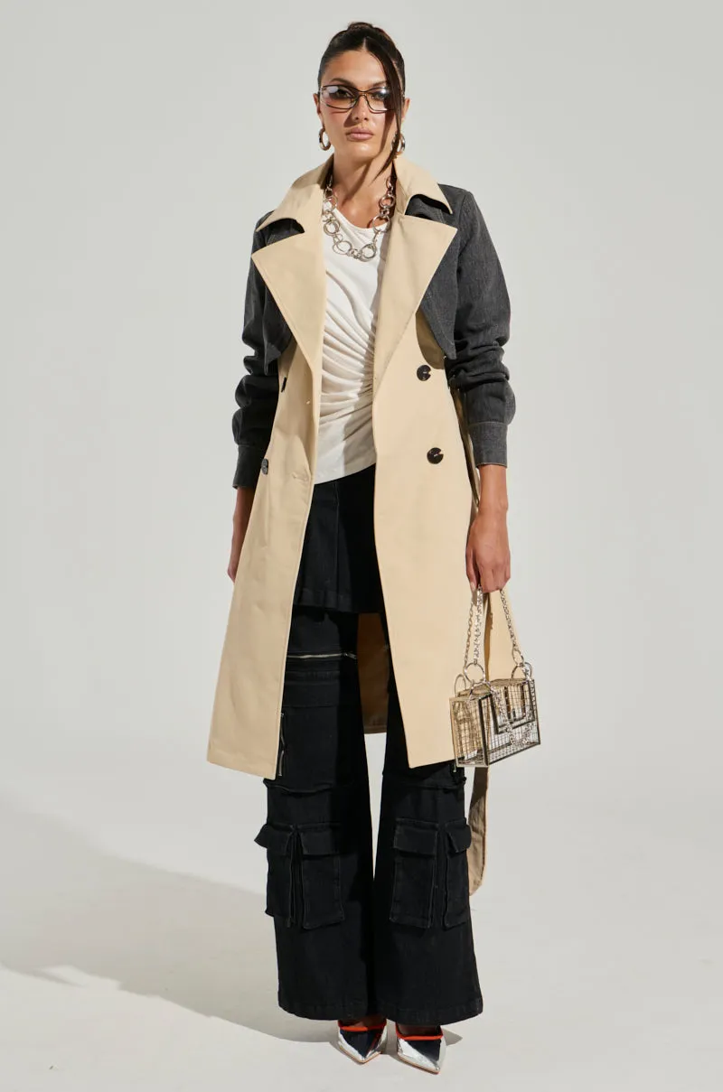 RUSH STREET DENIM OVERLAY TRENCH
