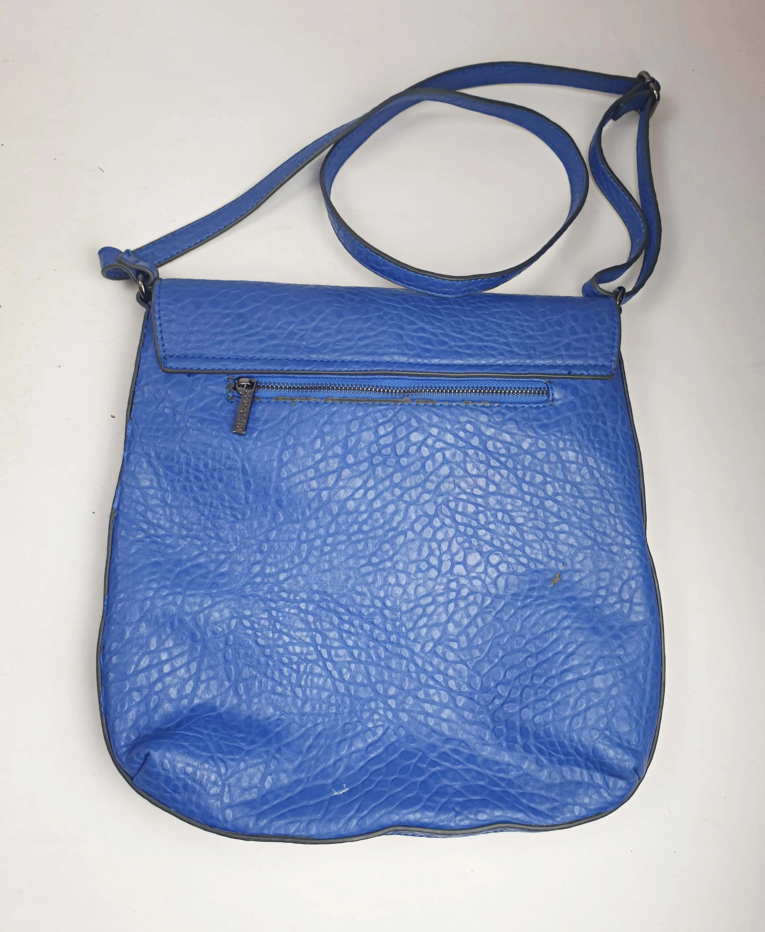 Sashenka blue leather/canvas cross body bag