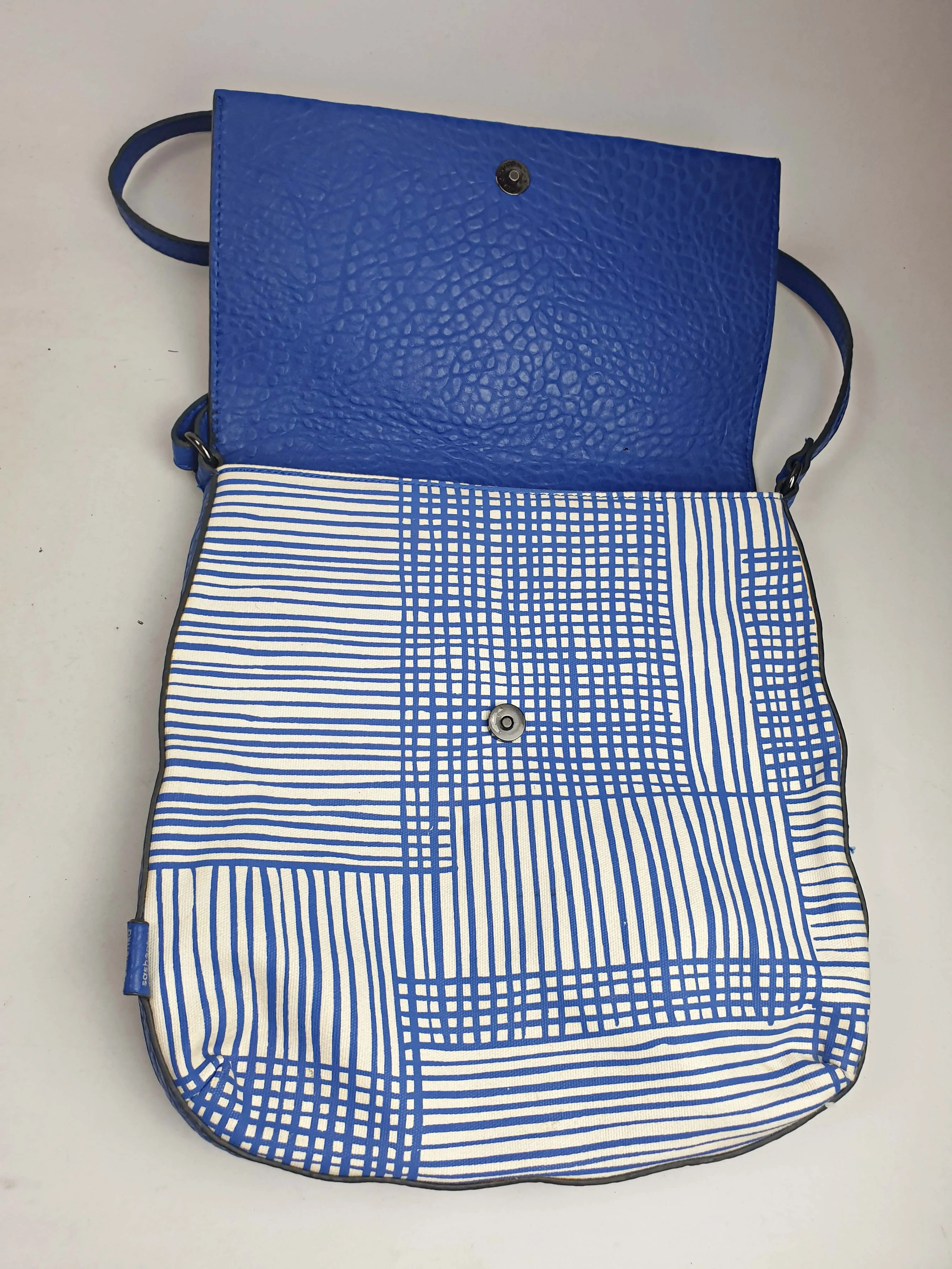 Sashenka blue leather/canvas cross body bag