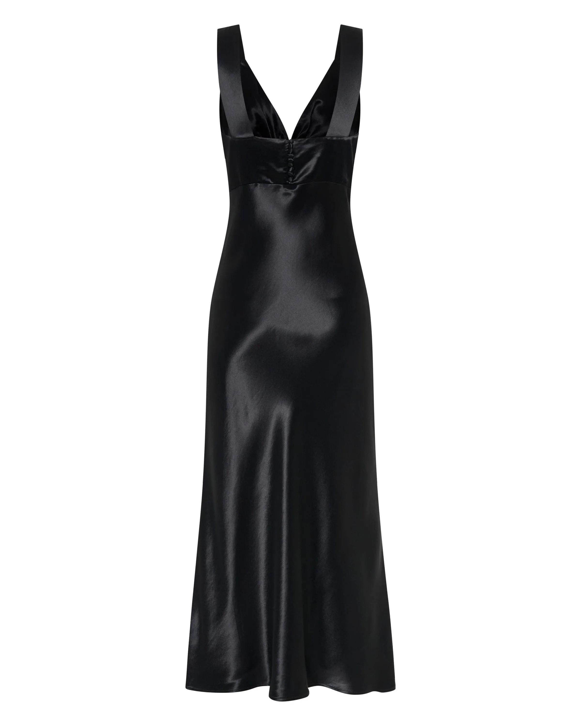 SATIN GATHER BRA BIAS SLIP | BLACK
