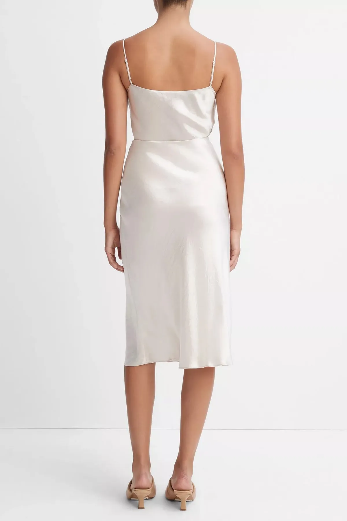 Satin Slip Skirt in Champagne