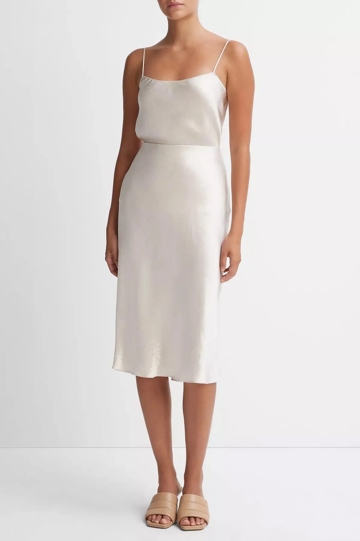 Satin Slip Skirt in Champagne