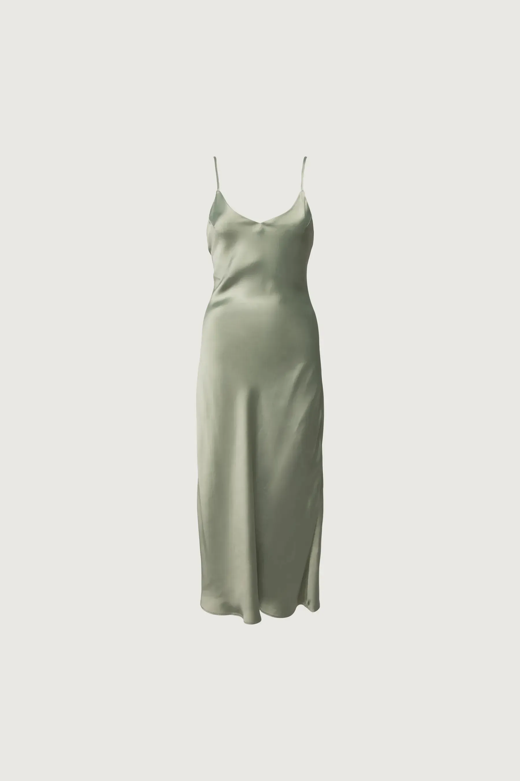 Satin V - Neck Slip Midi Dress