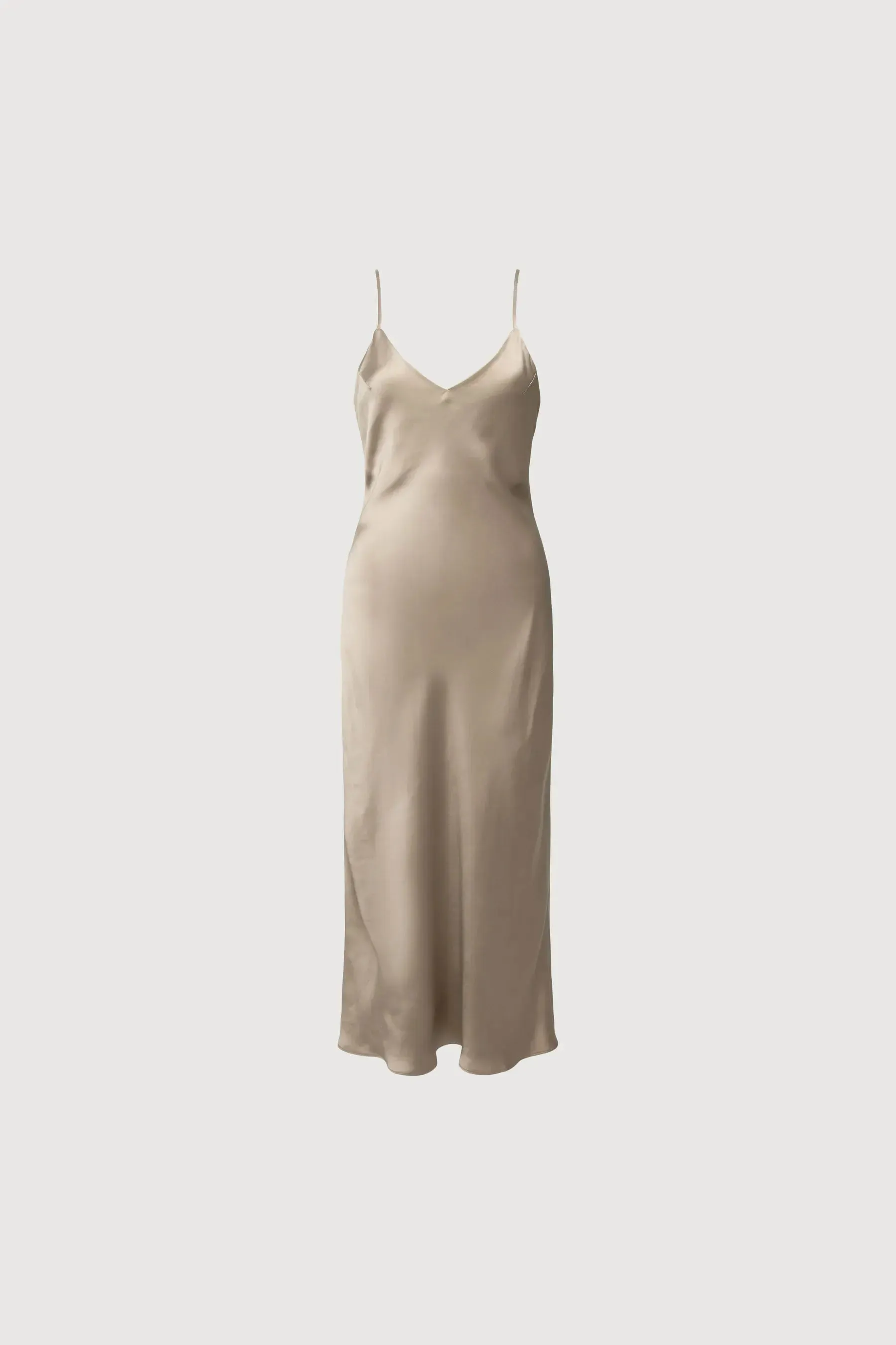 Satin V - Neck Slip Midi Dress