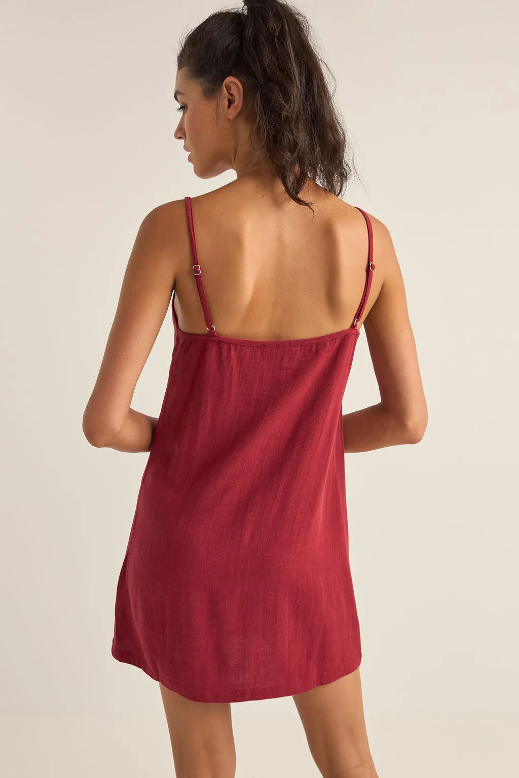 SEACOAST KEYHOLE SLIP DRESS - SANGRIA