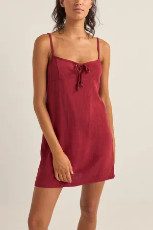 SEACOAST KEYHOLE SLIP DRESS - SANGRIA
