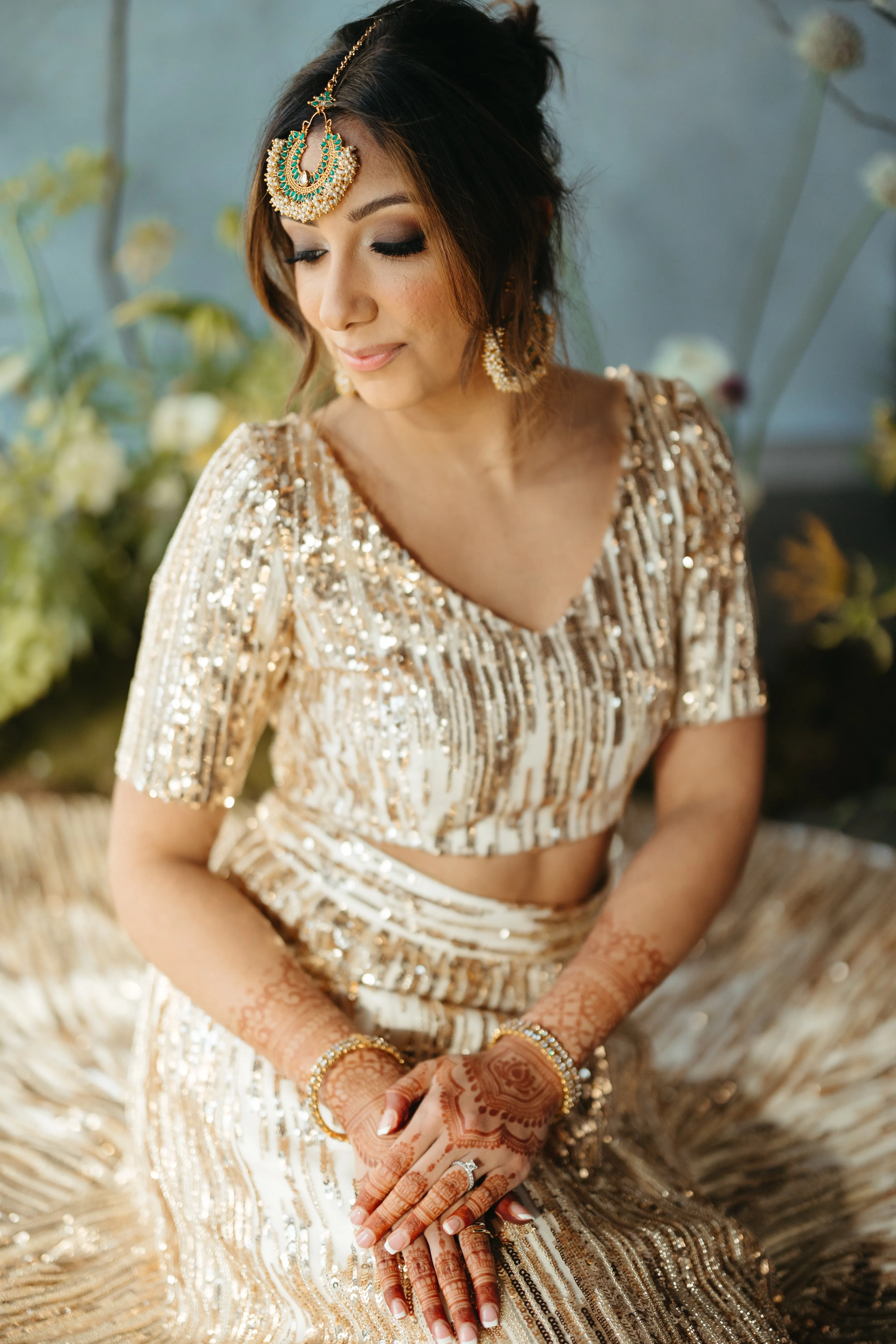 SEEMA RENAYA Ivory and Gold Bridal Lehenga Set