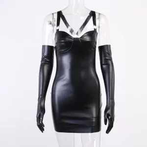Sexy Leather Tube Top Strap Tight Dress ER5715