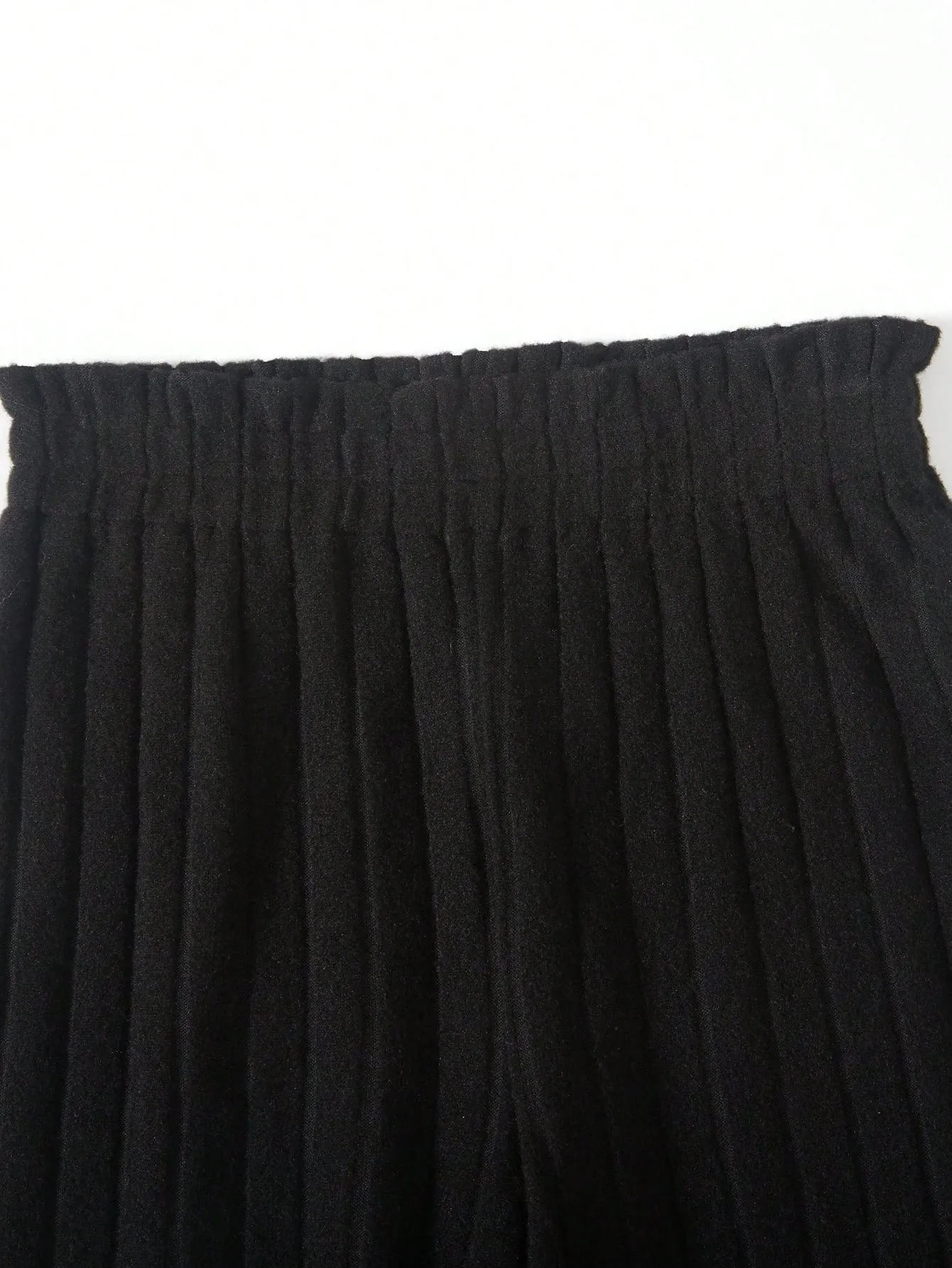 SHEIN Kids HYPEME Tween Girl 2pcs Paperbag Waist Rib-knit Wide Leg Pants