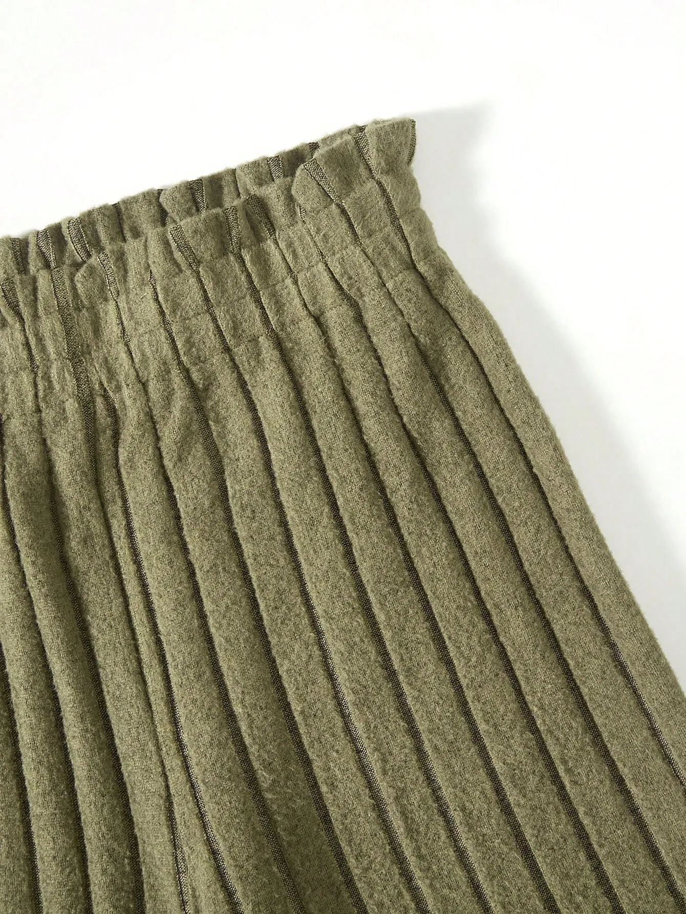 SHEIN Kids HYPEME Tween Girl 2pcs Paperbag Waist Rib-knit Wide Leg Pants