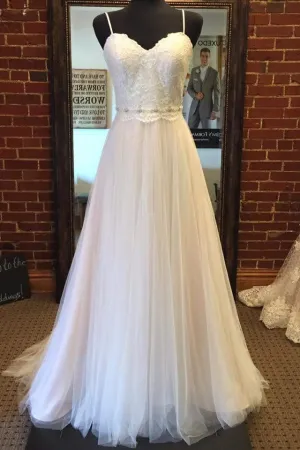 Simple Lace&Tulle Boho Wedding Dresses with Spaghetti Straps