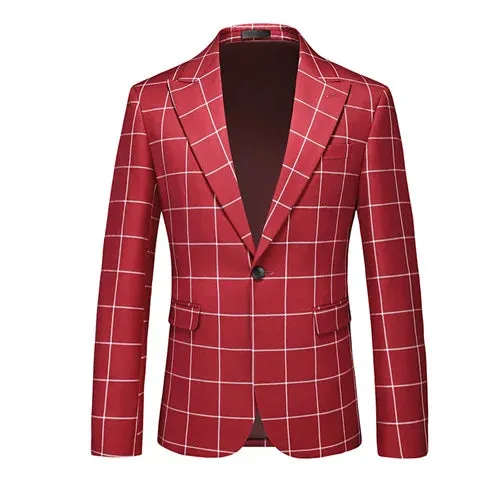 Single Breasted Plaid Suit Men's Clothing Fashion Simple Men Business Social Wedding Party Tuxedo Dress Blazers Jacket
