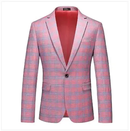 Single Breasted Plaid Suit Men's Clothing Fashion Simple Men Business Social Wedding Party Tuxedo Dress Blazers Jacket