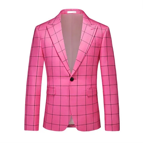 Single Breasted Plaid Suit Men's Clothing Fashion Simple Men Business Social Wedding Party Tuxedo Dress Blazers Jacket