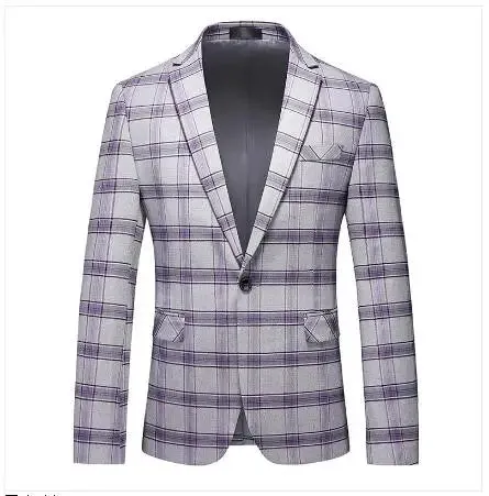 Single Breasted Plaid Suit Men's Clothing Fashion Simple Men Business Social Wedding Party Tuxedo Dress Blazers Jacket