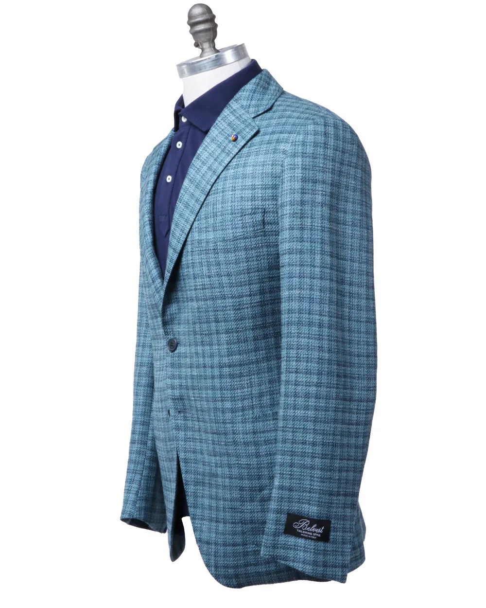 Sky and Mid Blue Plaid Sportcoat