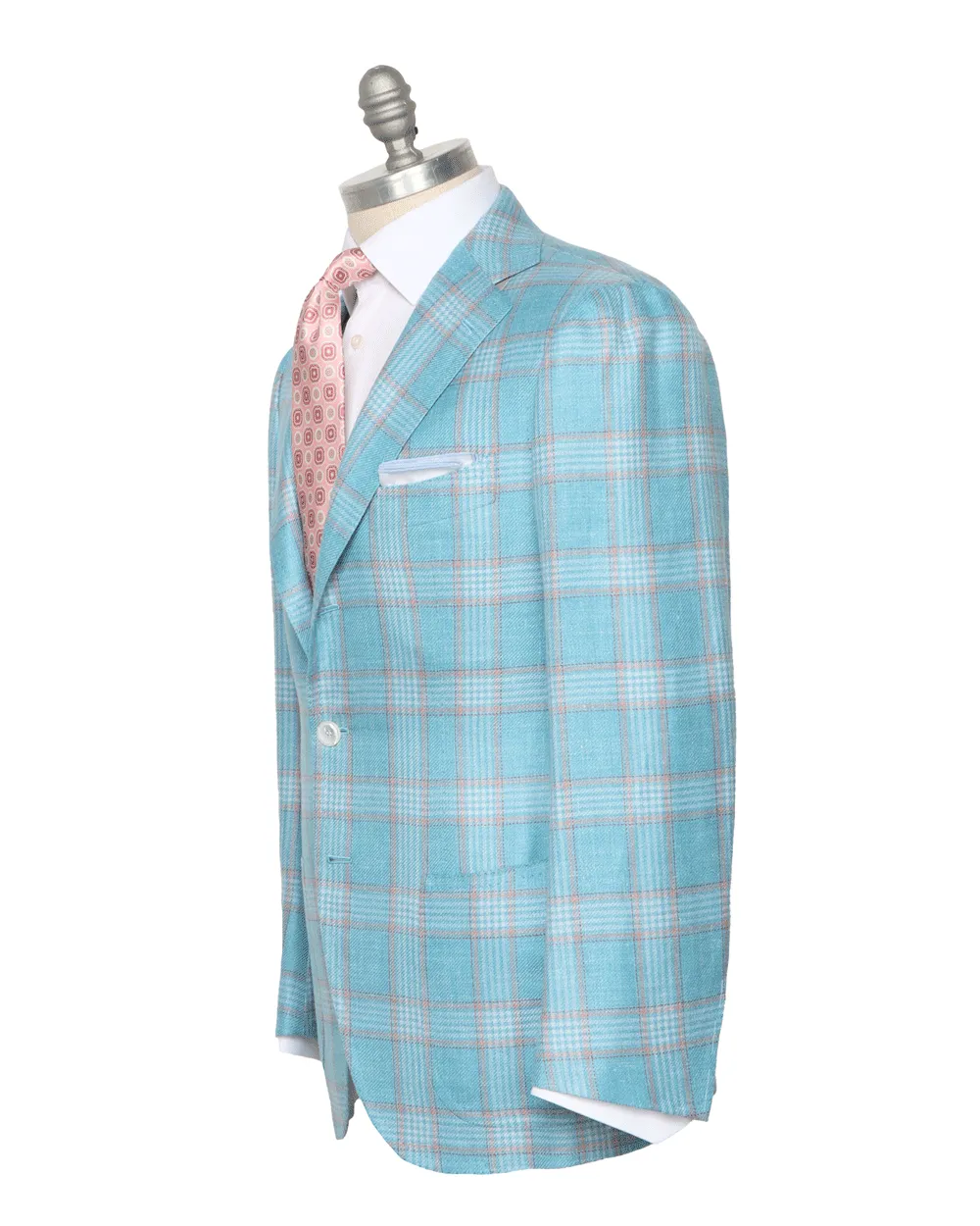 Sky Blue and Pink Glen Plaid Sportcoat