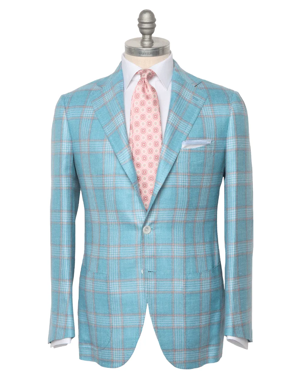 Sky Blue and Pink Glen Plaid Sportcoat