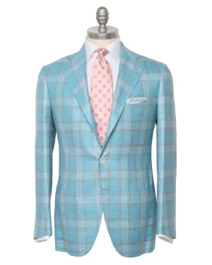 Sky Blue and Pink Glen Plaid Sportcoat