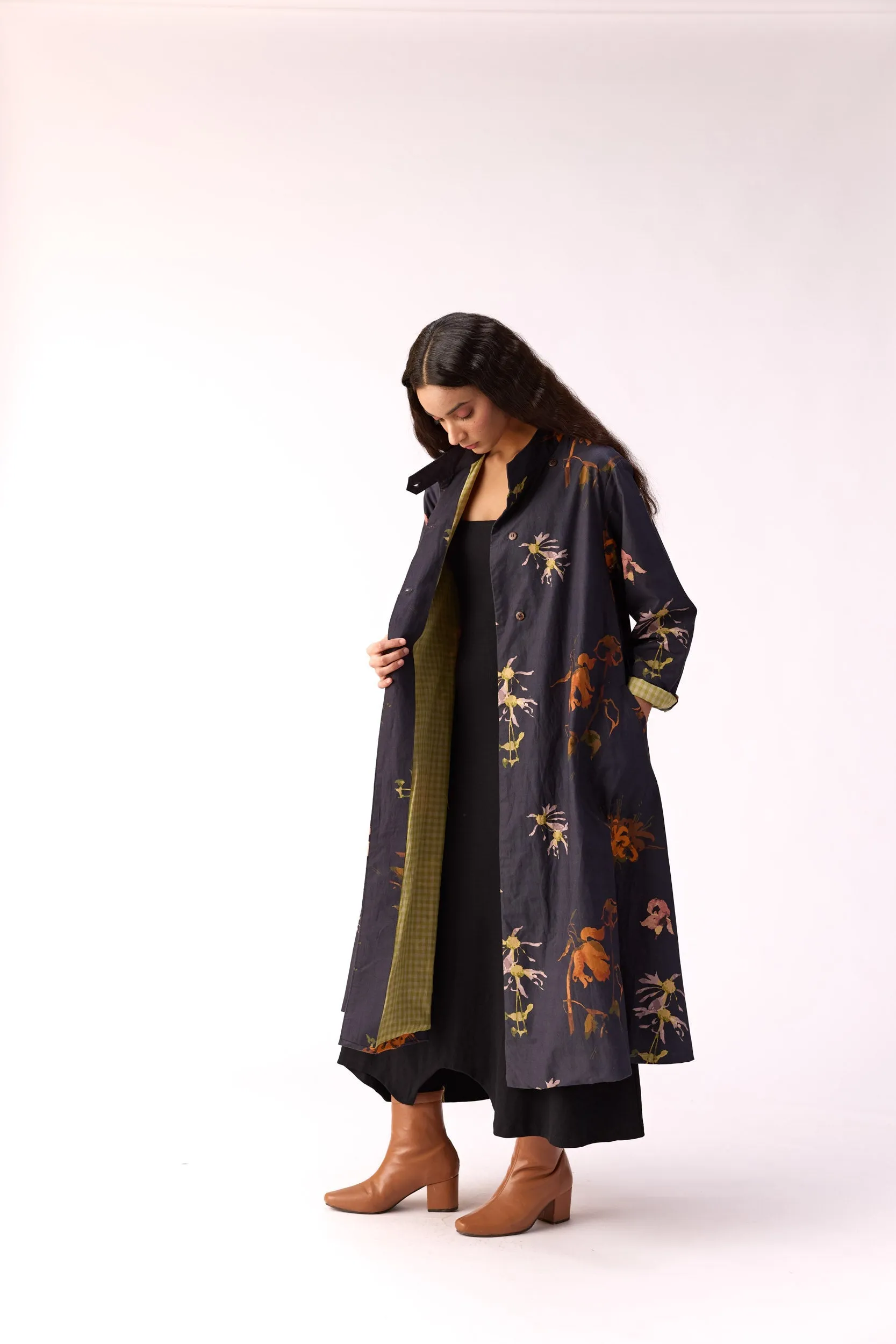Smoky flora trench dress