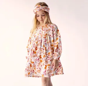 Souris Mini Fox Print Floral Dress and Tights