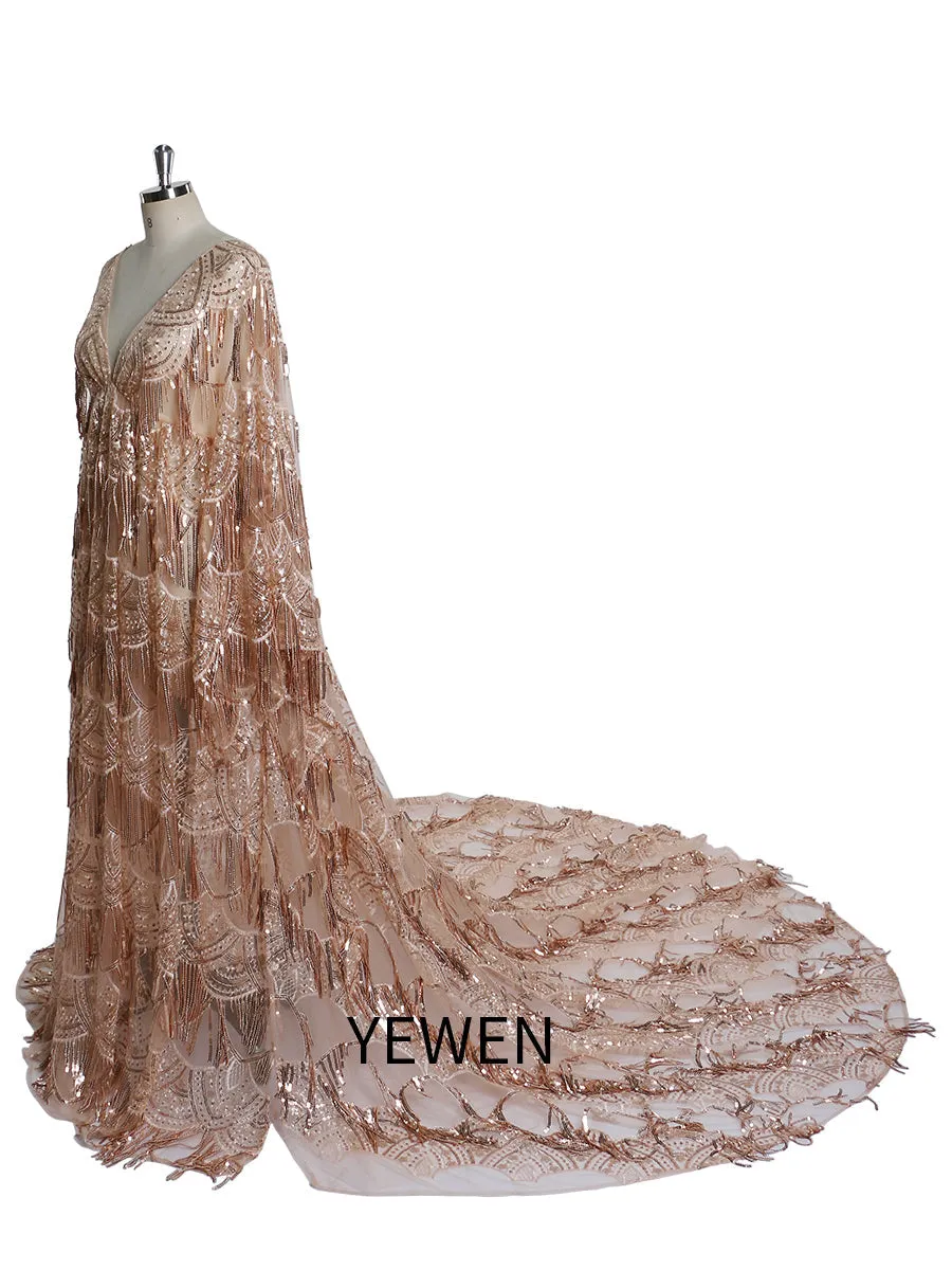 Sparkle Sequin Maternity Dress/Baby Shower Photo Shoot Dress Adjustable Waist Photography Gown YW221113
