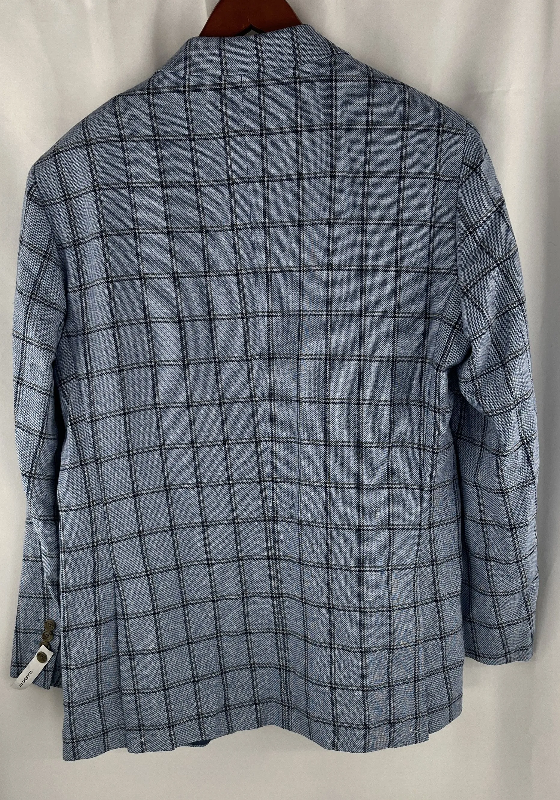 Stafford Light Blue Windowpane Classic Fit Sport Coat Size 42R NWT MSRP $125