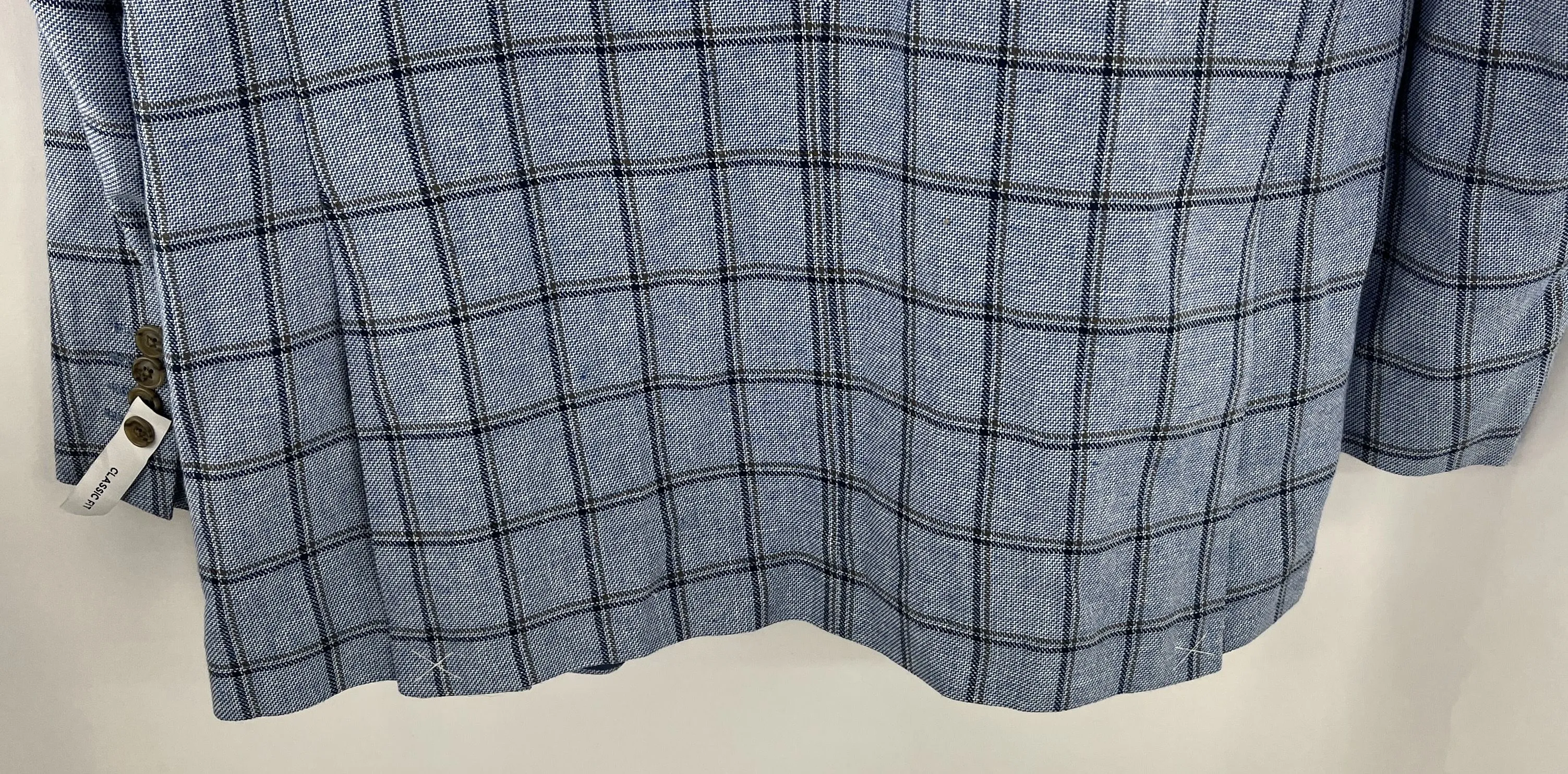 Stafford Light Blue Windowpane Classic Fit Sport Coat Size 42R NWT MSRP $125
