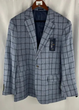 Stafford Light Blue Windowpane Classic Fit Sport Coat Size 42R NWT MSRP $125