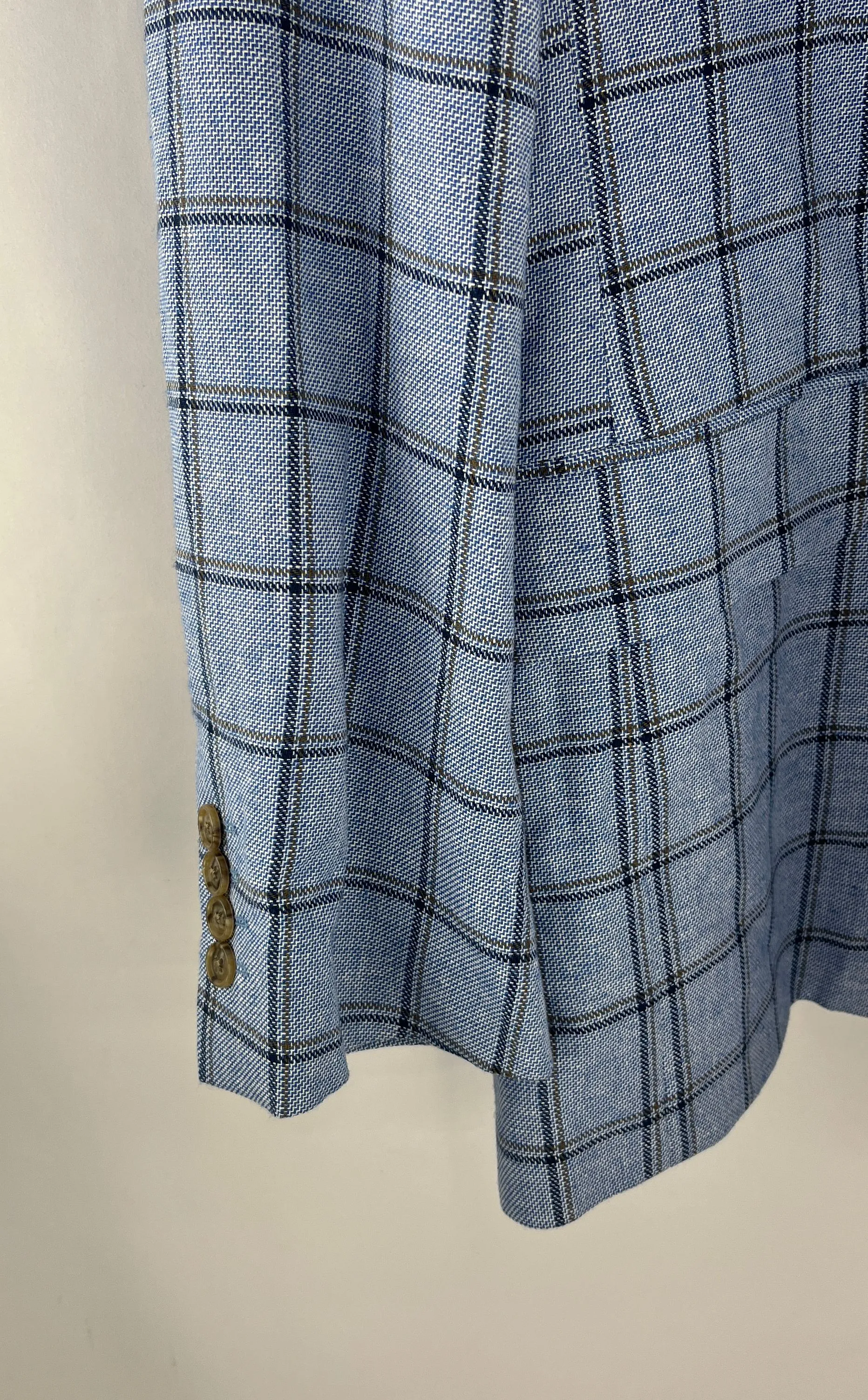 Stafford Light Blue Windowpane Classic Fit Sport Coat Size 42R NWT MSRP $125