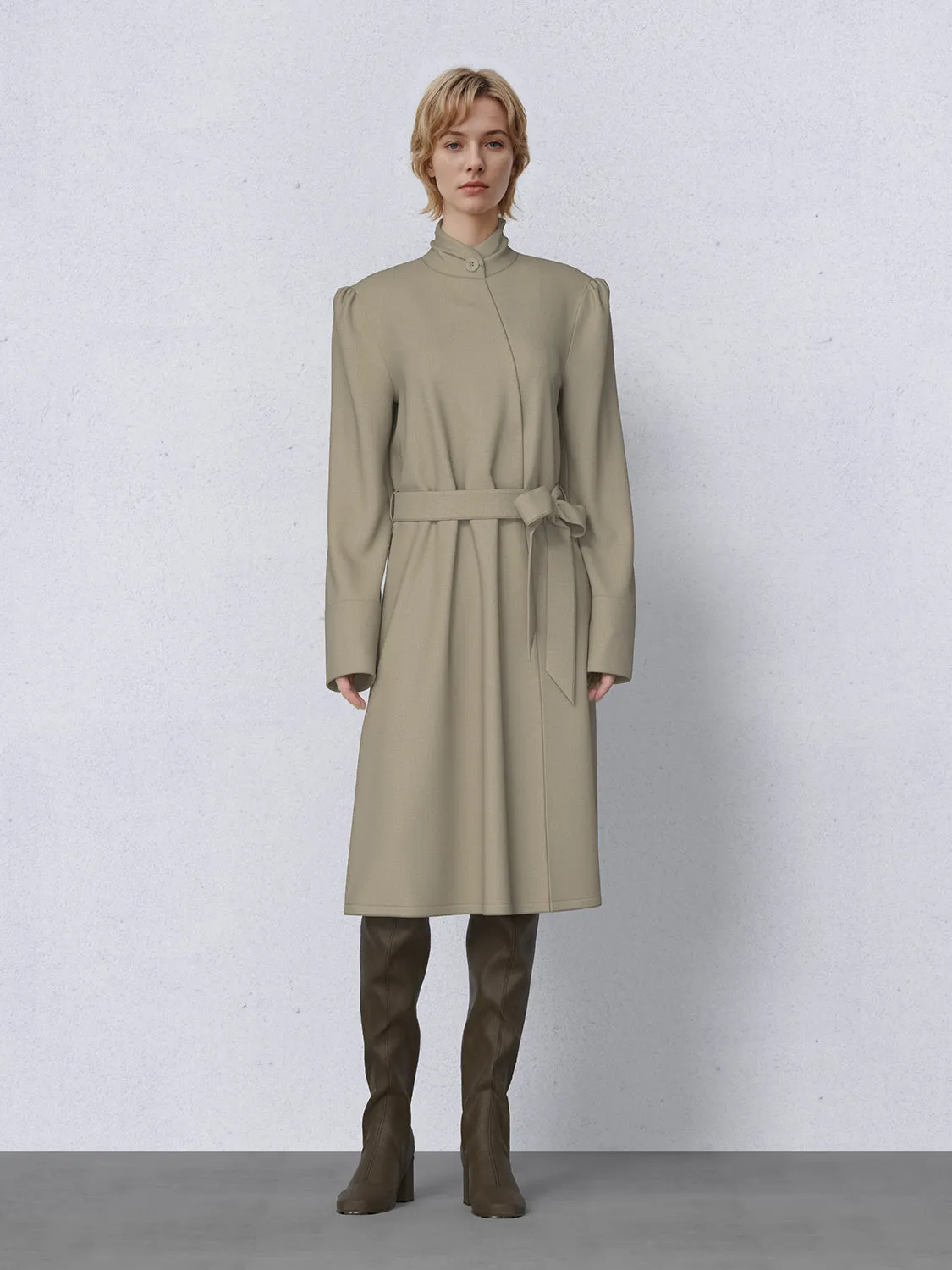Stand Collar Belted Trench Coats