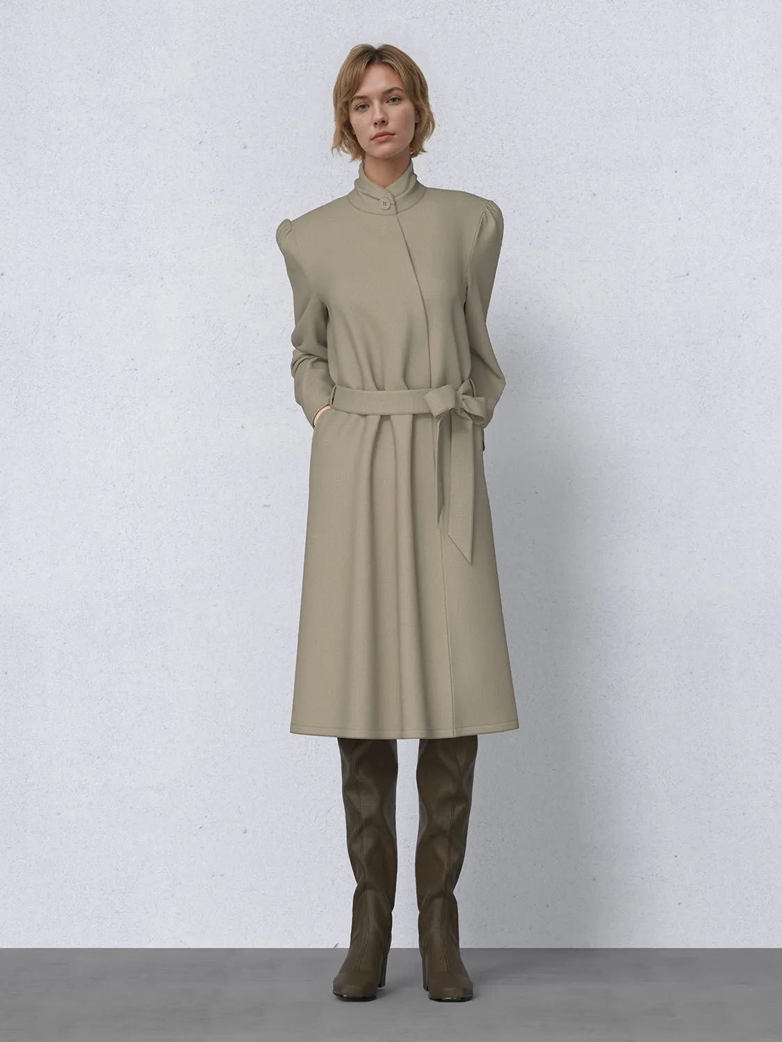 Stand Collar Belted Trench Coats